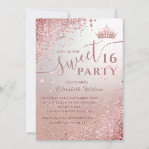 Cooler Diamant Glitzer Rose Gold Tiara süß 16 Einladung