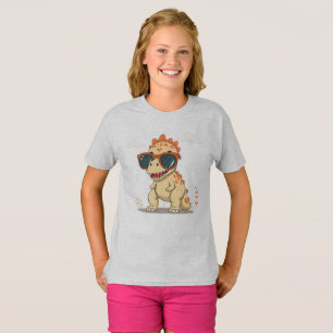 Cooler Dinosaur mit Sonnenbrille Lustiger Süßer Ki T-Shirt