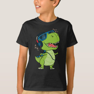 Cooler Dinosaurier beim Musikhören T-Shirt