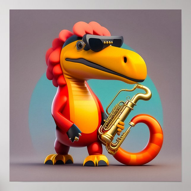 Cooler Dinosaurier - Kunstdruck Poster (Vorne)