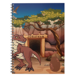 Cooler Dinosaurier Personalisierter Cartoon für Ki Notizblock