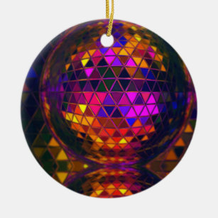 Cooler Disco-Ball-Regenbogen-beflecktes Glas-Druck Keramik Ornament