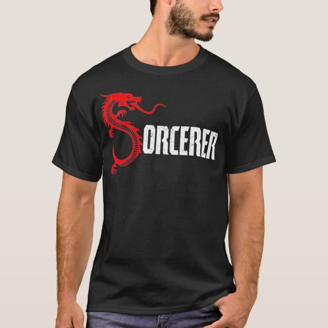 Cooler Drachenfeuer-Zauberer-Zauberer T-Shirt (Vorderseite)