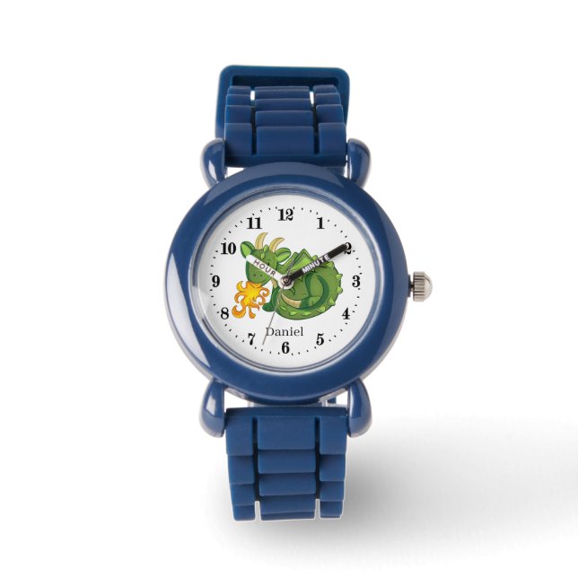 cooler Drachenname Kinder aufzeichnen Armbanduhr (Vorderseite)
