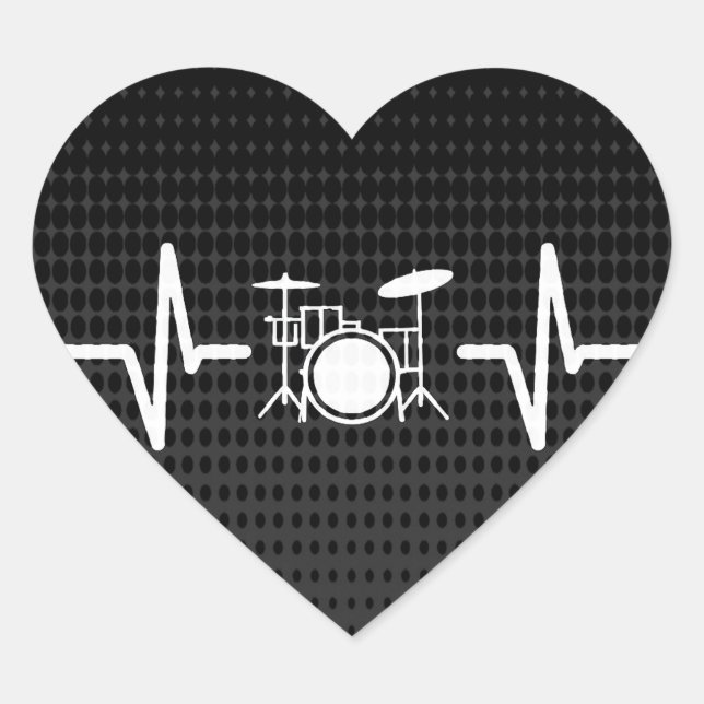 Cooler Drummer Heart Beat Liebe Heftsticker Herz-Aufkleber (Vorderseite)