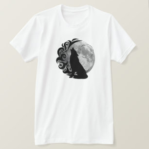 Cooler Dunkler Wolf Schwarzer Vollmond Star Retro T-Shirt