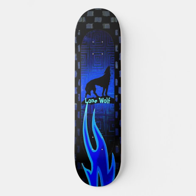 Cooler einsamer Wolf Skateboard (Vorderseite)