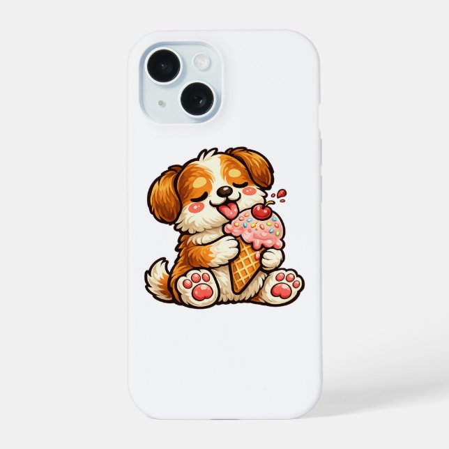 Cooler Eiscreme-Hund iPhone 15 Hülle (Rückseite)