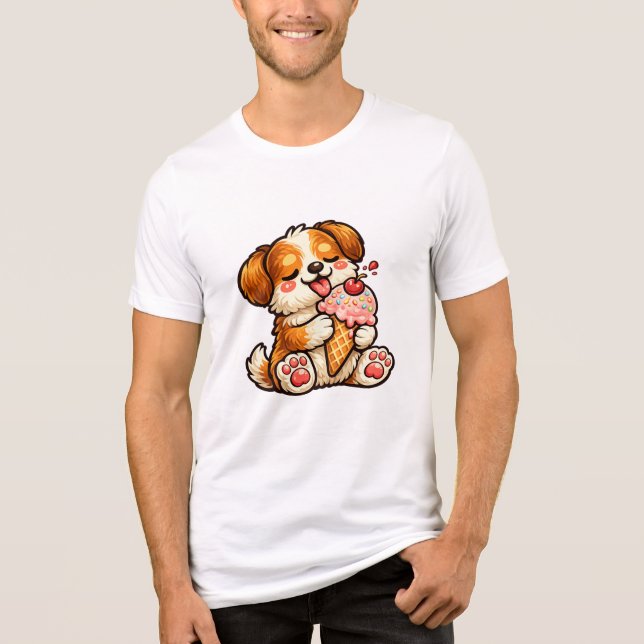 Cooler Eiscreme-Hund Tri-Blend Shirt (Vorderseite)