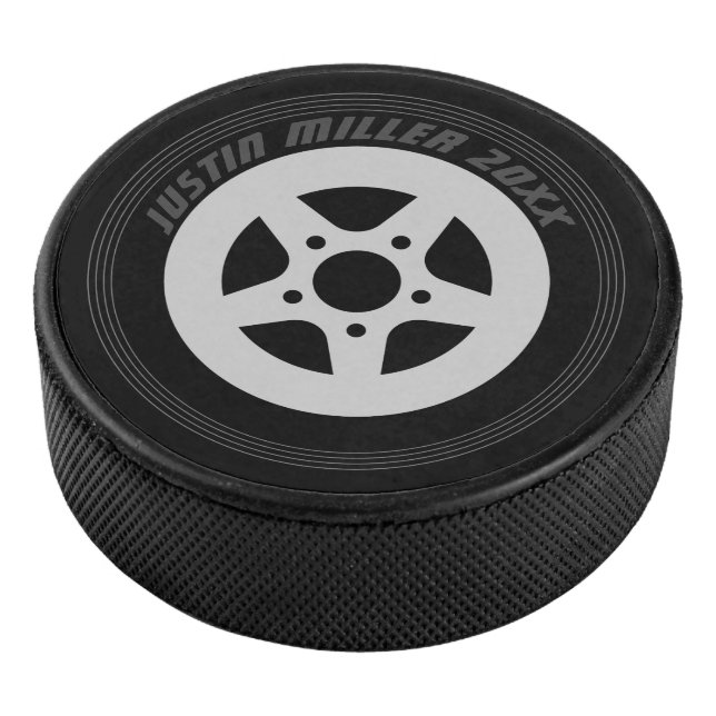 Cooler Eishockeypuffer mit schwarzem Reifen und Fe Eishockey Puck (3/4)