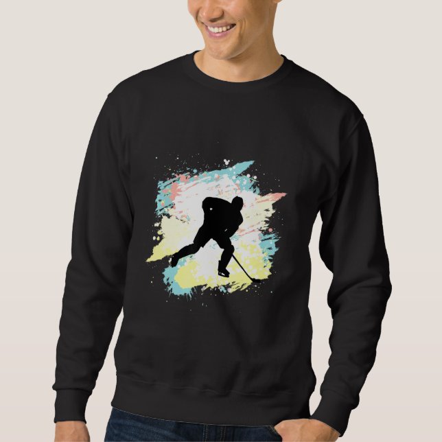Cooler Eishockeyspieler mit Puck Sweatshirt (Vorderseite)
