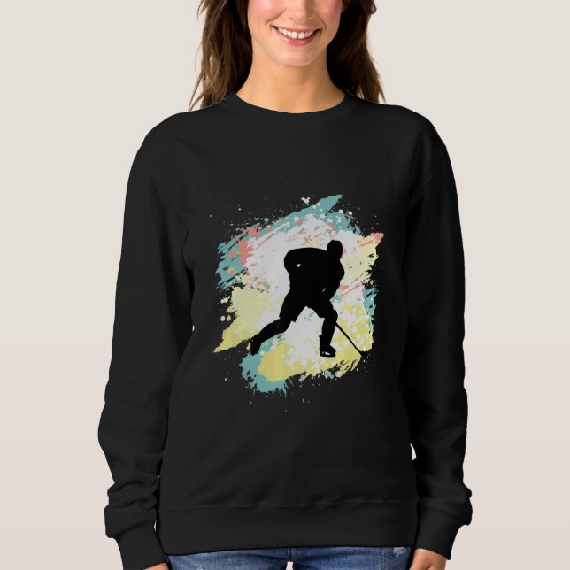 Cooler Eishockeyspieler mit Puck Sweatshirt (Vorderseite)