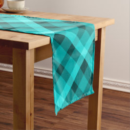 Cooler eleganter Turquoise Karierter großer Tischl Großer Tischläufer