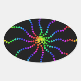 Cooler elektrischer Regenbogen-bunte Ovaler Aufkleber
