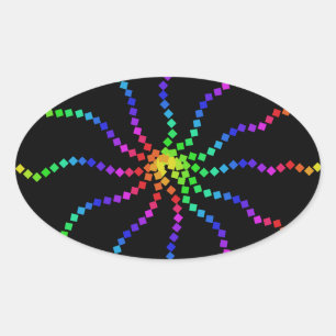 Cooler elektrischer Regenbogen-bunte Ovaler Aufkleber
