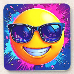 Cooler 😎 Emoji Splash Spaß Getränkeuntersetzer