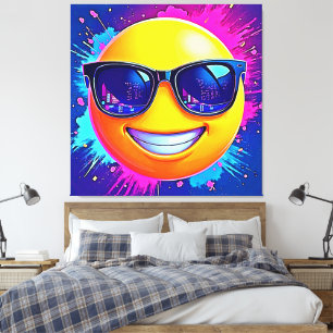 Cooler 😎 Emoji Splash Spaß Leinwanddruck