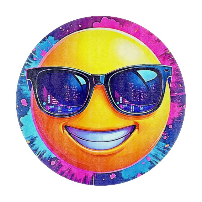 Cooler 😎 Emoji Splash Spaß Schneidebrett (Vorderseite)