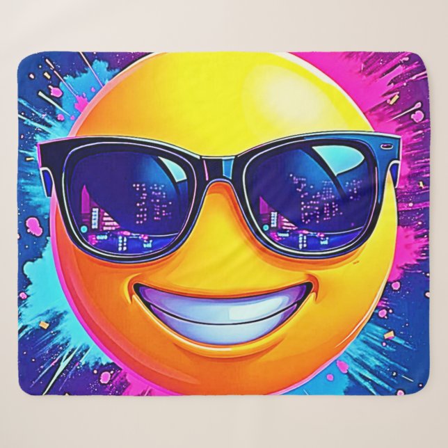 Cooler 😎 Emoji Splash Spaß Sherpadecke (Vorderseite (Horizontal))
