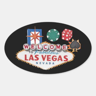 Cooler Empfang Vegas Wortspiele Ovaler Aufkleber