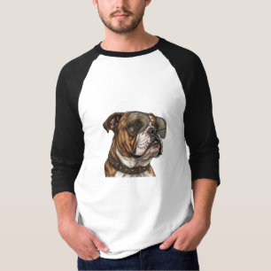 Cooler English Bulldog in Piloten-Sonnenbrille T-Shirt
