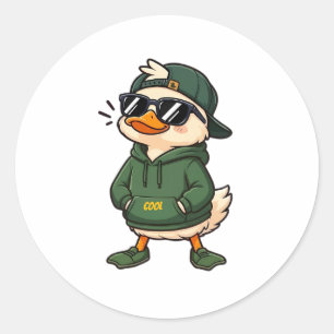 Cooler Enten in Hoodie Runder Aufkleber