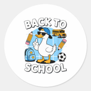 Cooler Enten-Rückkehr-zur-Schule-Shirt Lustiges er Runder Aufkleber