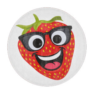Cooler Erdbeer-Charakter – Lustige Kawaii-Fruchtku Schneidebrett