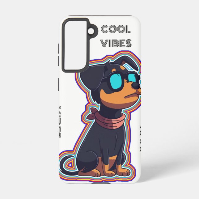 Cooler, farbenfroher, lebendiger Hund in Brille Samsung Galaxy Hülle (Rückseite)