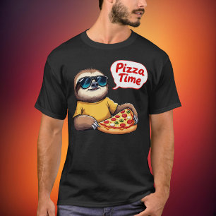 Cooler Faultier, der Pizza isst, mit Sprechblase P T-Shirt