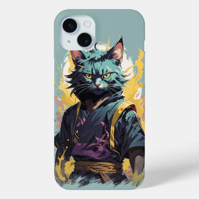 Cooler Feuerschlag Grau Ninja Katzenkämpfer Case-Mate iPhone Hülle (Rückseite)