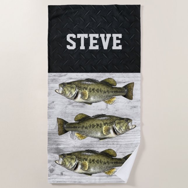 Cooler Fischereiname: Largemouth Bass Fish Name ge Strandtuch (Vorderseite)