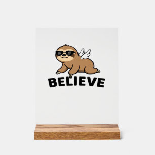 Cooler fliegender Faultier-Glaube Lustiges Motivat Acrylschild