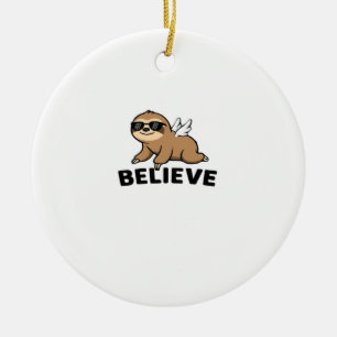 Cooler fliegender Faultier-Glaube Lustiges Motivat Keramik Ornament
