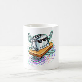 Cooler fliegender Toaster auf Toast-Kaffeetasse Kaffeetasse
