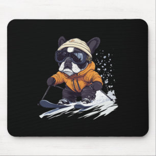 Cooler Französischer Bulldogge Skifahren Winter Lu Mousepad
