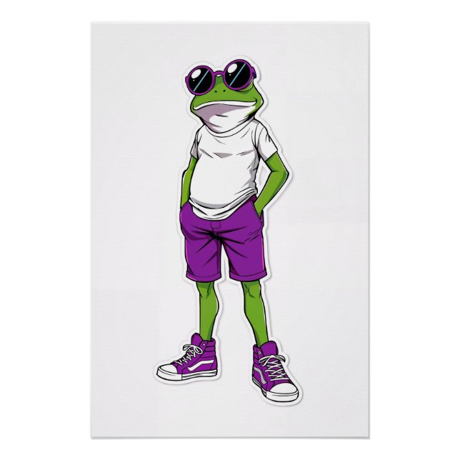 Cooler Frosch Poster – Lustige Brillen Frosch Kind (Vorderseite)