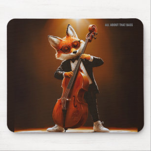 Cooler Fuchs Double Bass Spieler Jazz Musik Mauspa Mousepad