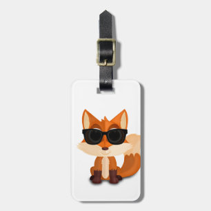 Cooler Fuchs mit Sonnenbrille, süße Cartoon-Reise Gepäckanhänger