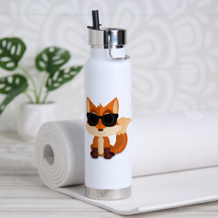 Cooler Fuchs mit Sonnenbrille Süße Cartoon Trinkflasche