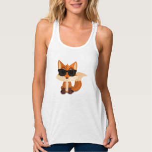 Cooler Fuchs mit Sonnenbrille Süßes Cartoon-Tier Tank Top