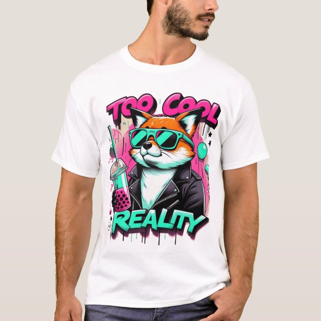 Cooler Fuchs mit Sonnenbrille und Bläsertee T-Shirt (Vorderseite)