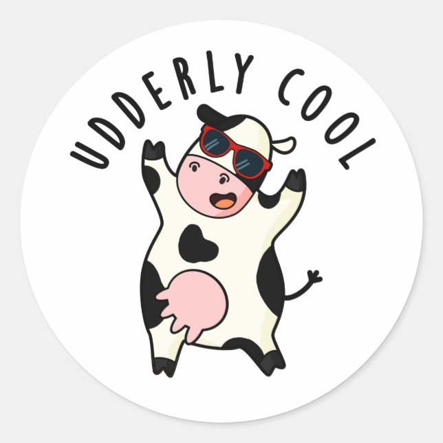 Cooler Funny Cow Puff Runder Aufkleber (Vorderseite)