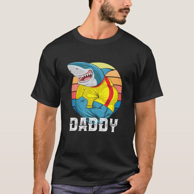 Cooler Funny Daddy, starker Muskeln Hai, bester Va T-Shirt (Vorderseite)