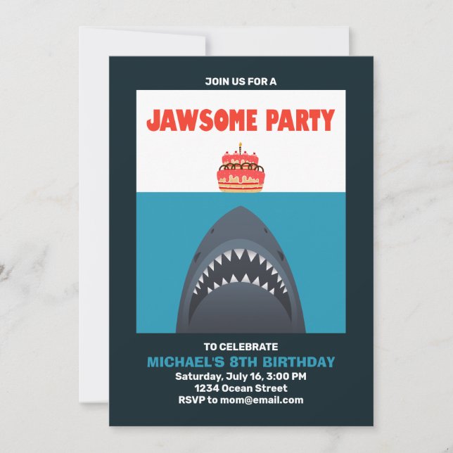 Cooler Funny Shark Geburtstag Einladung (Vorderseite)