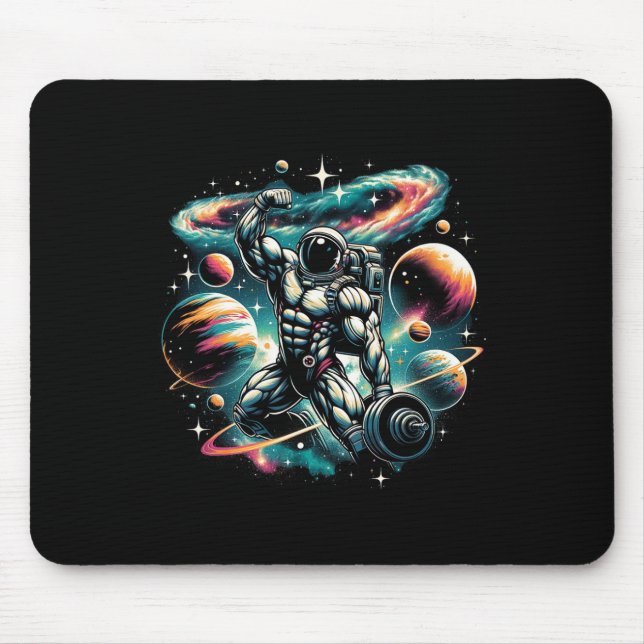 Cooler Galaxy Bodybuilder Astronaut auf der Bodybu Mousepad (Vorne)