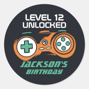 Cooler Gaming-Level Unlocks Kindergeburtstag Runder Aufkleber