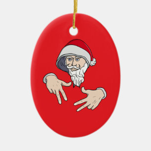 Cooler Gangsta Hip Hop Hand Rap Weihnachtsmann Keramik Ornament