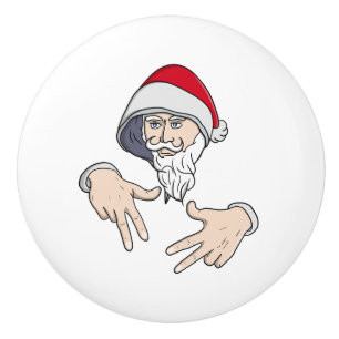 Cooler Gangsta Hip Hop Hand Rap Weihnachtsmann Keramikknauf