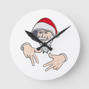 Cooler Gangsta Hip Hop Hand Rap Weihnachtsmann Runde Wanduhr